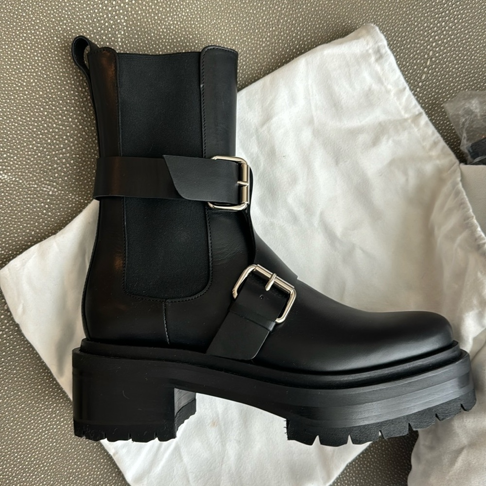 Brand new with dust bag Pierre Hardy moto black leather boots 38.5 8.5